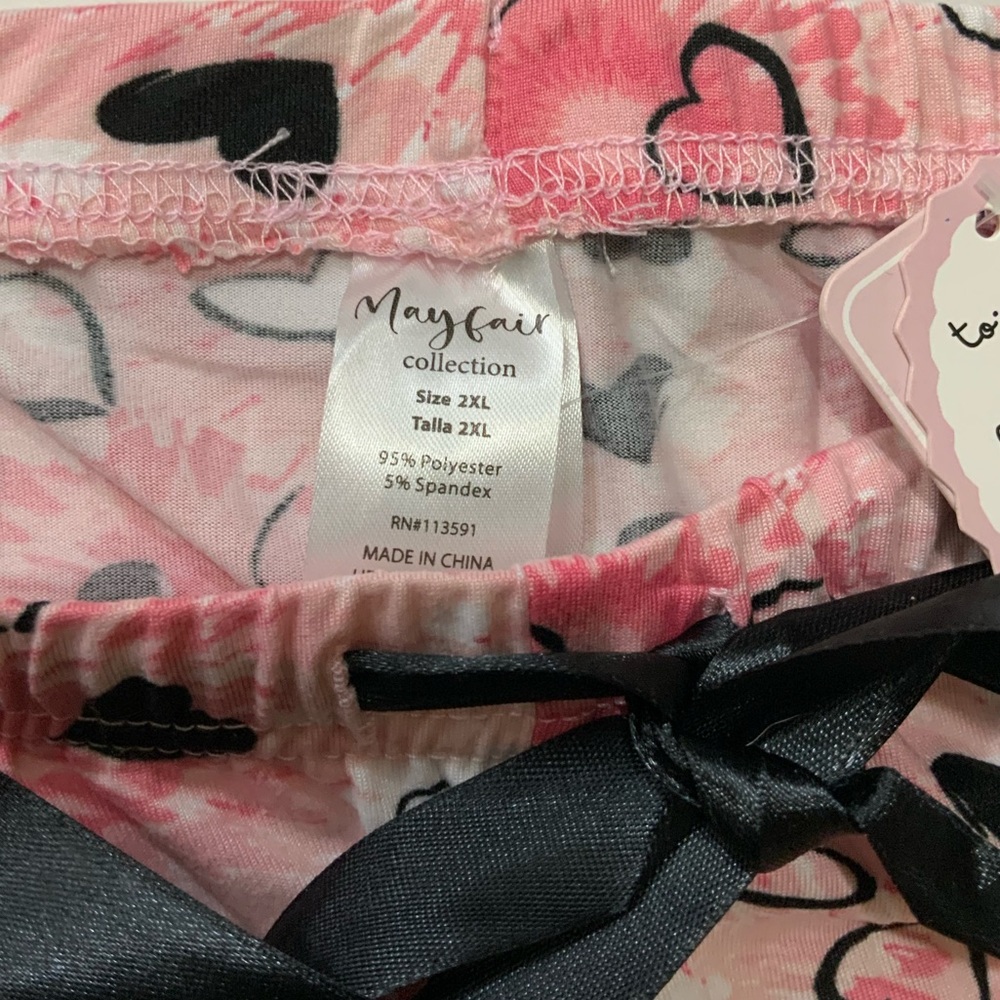 Mayfair Women’s Lounge Pants Pajama Bottom  Drawstring Hearts 2XL  Ladies Plus - Picture 7 of 8